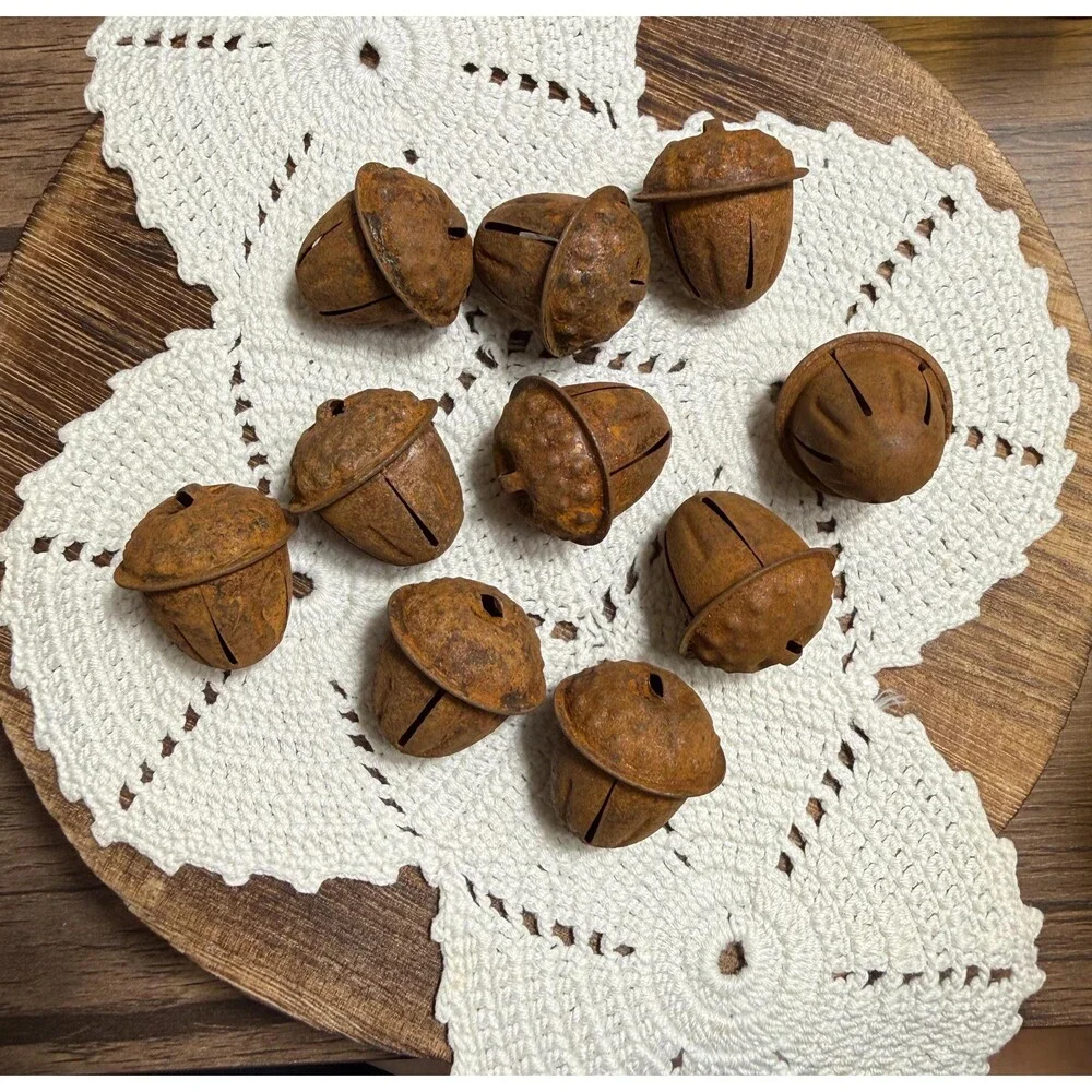Rustic Fall Acorn Jingle Bells 10pc